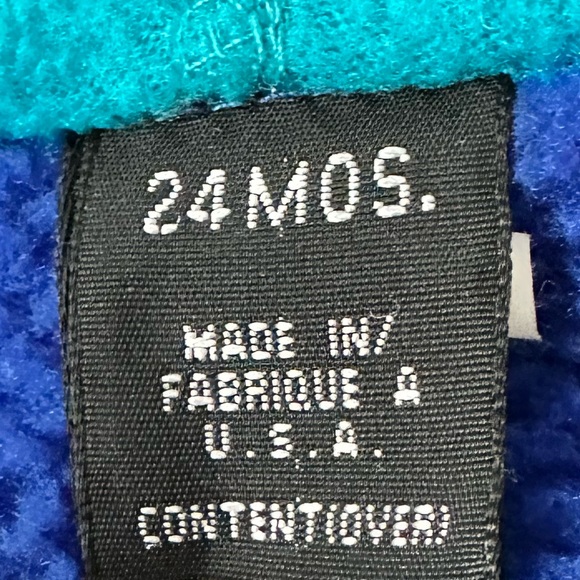 Patagonia Jacket Fleece Hooded Full Zip Blue Green Colorblock Vintage 90’s 24 mo - Picture 2 of 10